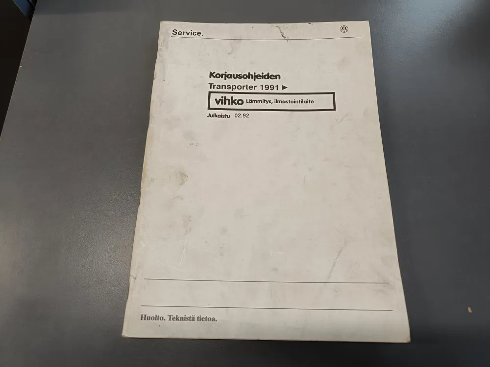 V.A.G VW Transporter / Korjausohjeiden vihko lämmitys ja ilmastointi