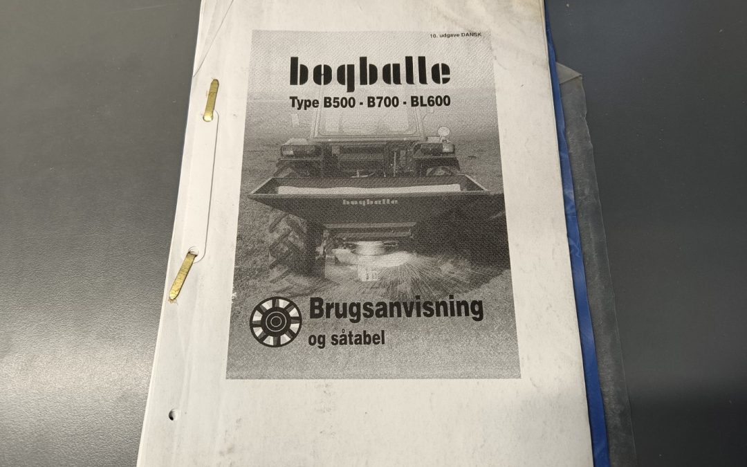 Bogballe B500, B700 ja BL600 pintalevittimen ohjekirja  – tanskankielinen