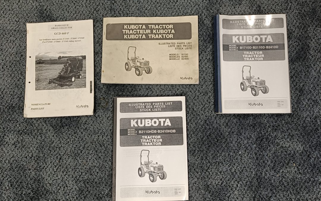 Kubota traktoreiden ja työkoneiden varaosakirjat