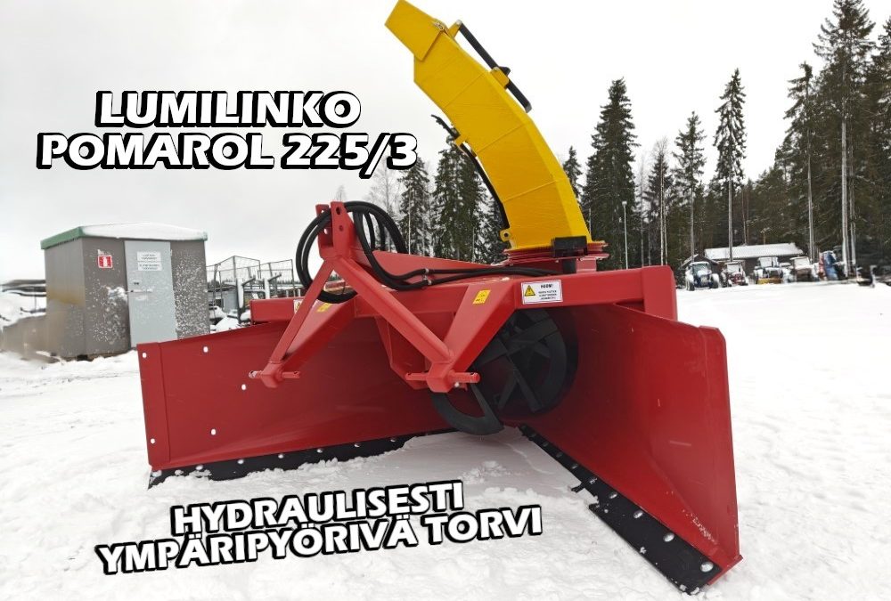 Pomarol 225cm lumilinko – hydraulisesti ympäripyörivällä torvella